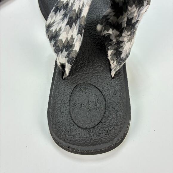 Sanuk Yoga Sling 2 Prints Black White Flip Flops Sandals 110069-4 Women's Size 8 - Picture 7 of 9